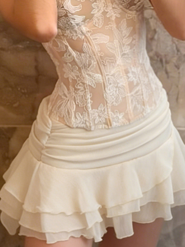 EMMIOL Girly Solid Colours Mini Skirt