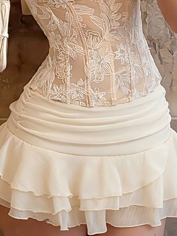 EMMIOL Girly Solid Colours Mini Skirt