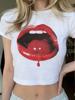 EMMIOL Cherry Print On The Lips Short Sleeve