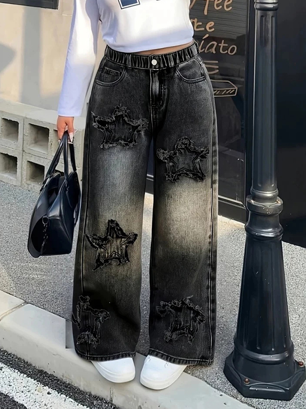 EMMIOL Star Patchwork Boyfriend Jeans