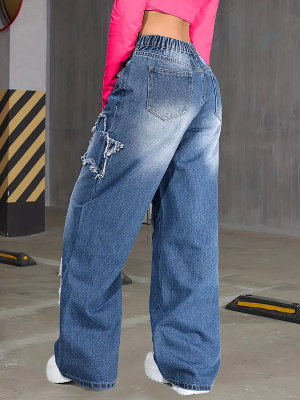 EMMIOL Star Patchwork Boyfriend Jeans