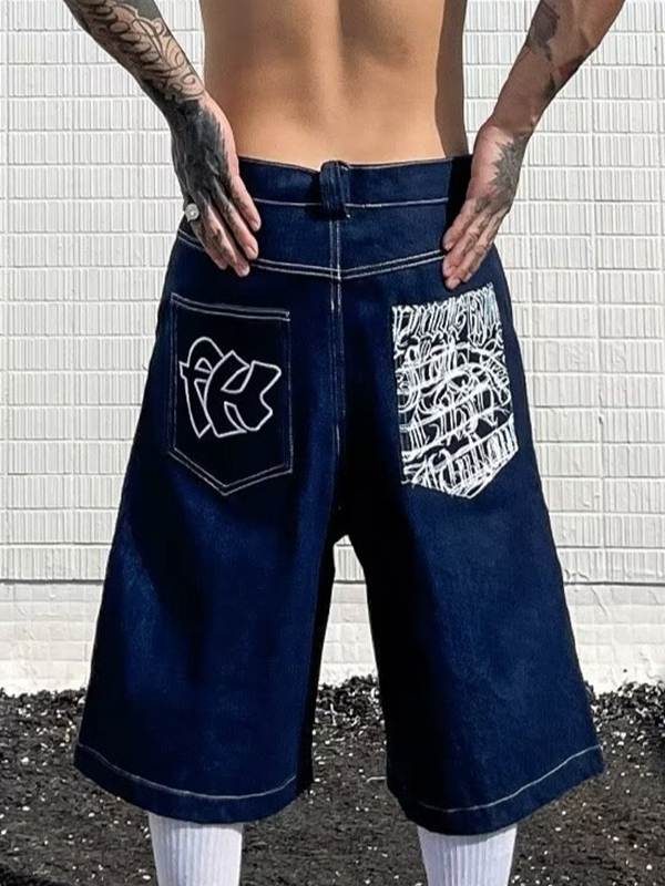 EMMIOL Vintage Embroidery Denim Shorts