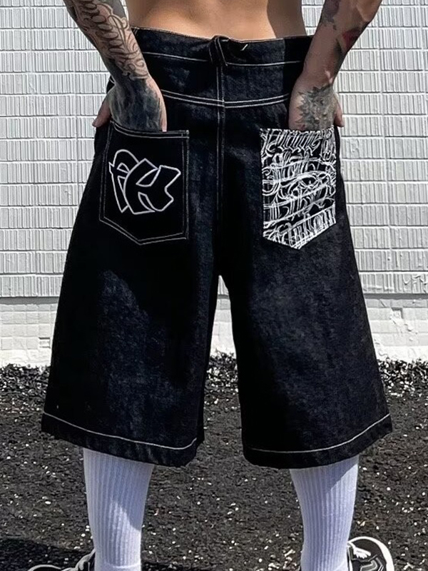 EMMIOL Vintage Embroidery Denim Shorts