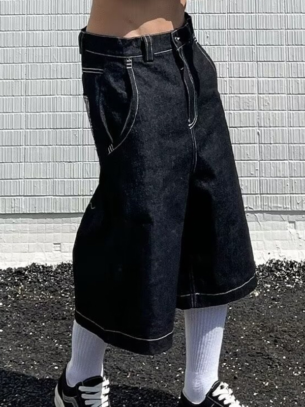 EMMIOL Vintage Embroidery Denim Shorts