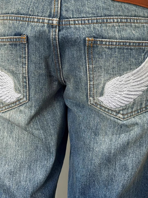 EMMIOL Vintage Angel Wings Boyfriend Jeans