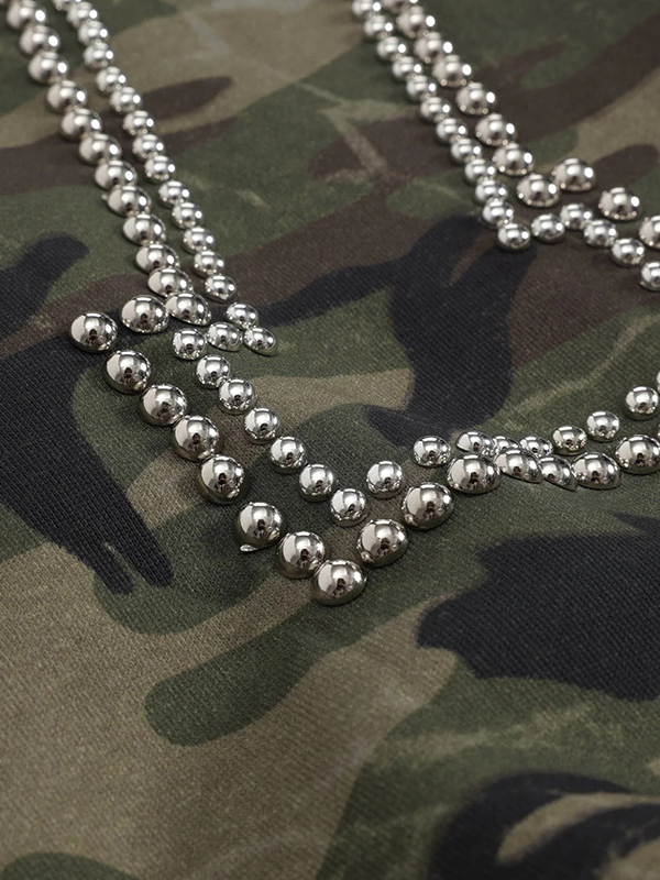 EMMIOL Hip-Hop Studded Embroidery Hoodie