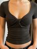 EMMIOL Camiseta sexy ajustada de manga corta de color liso
