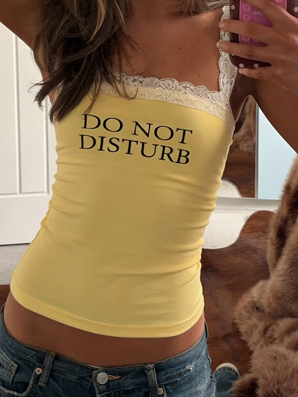 EMMIOL Top de tirantes con detalles de encaje estilo chica picante