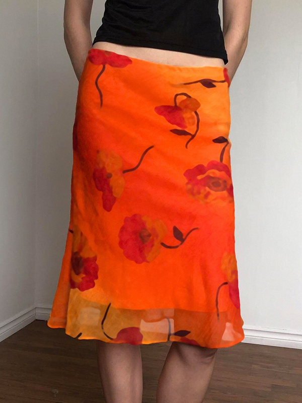 EMMIOL Falda larga con estampado floral vintage