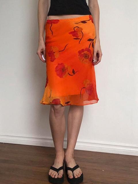 Vintage Maxirock mit Blumenmuster