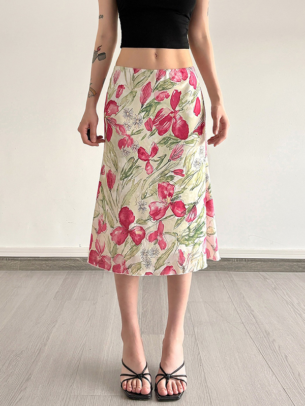 EMMIOL Falda larga con estampado floral