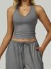 EMMIOL Fitted Backless Bra Padded Cups Halter Vest