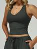 EMMIOL Fitted Backless Bra Padded Cups Halter Vest