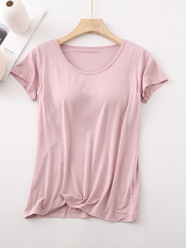 EMMIOL Modal Built-In Padding Short Sleeve