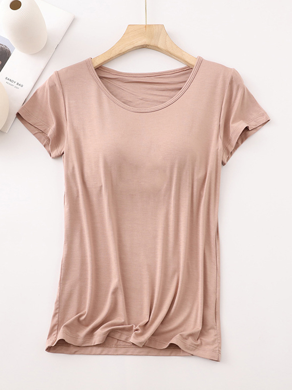 EMMIOL Modal Built-In Padding Short Sleeve