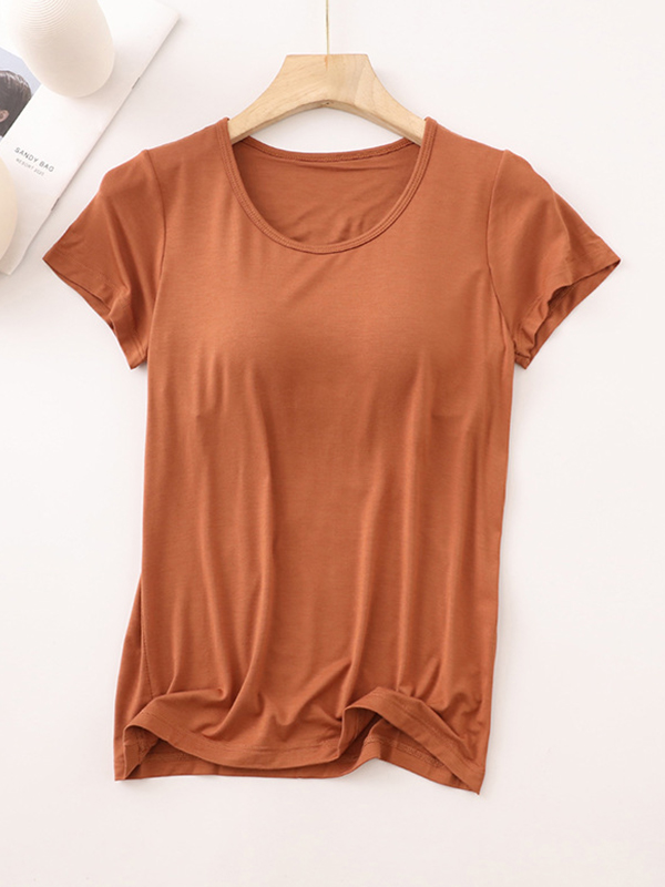 EMMIOL Modal Built-In Padding Short Sleeve