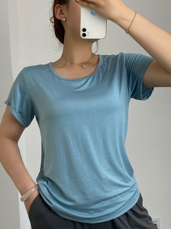 EMMIOL Modal Built-In Pads Short Sleeve