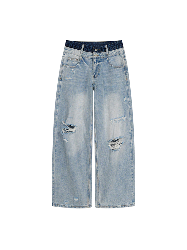 EMMIOL Jeans boyfriend retro de doble cintura