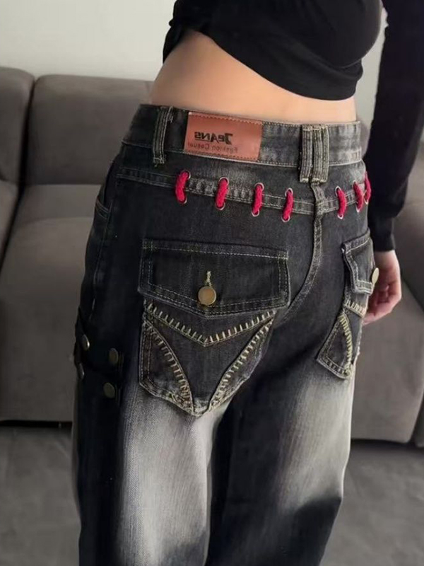 EMMIOL Jeans boyfriend retro de tiro bajo y corte curvo.