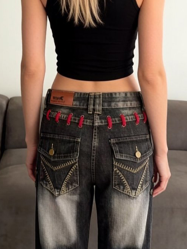 EMMIOL Jeans boyfriend retro de tiro bajo y corte curvo.