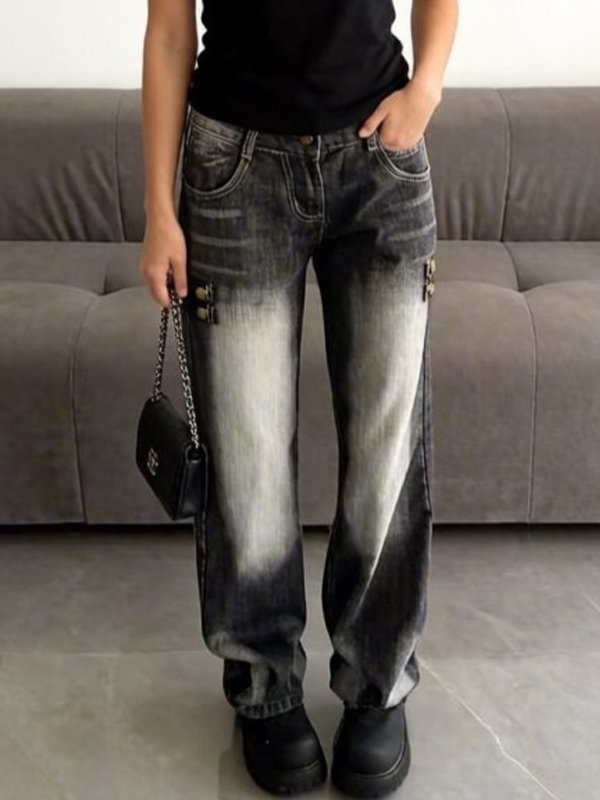 EMMIOL Jeans boyfriend retro de tiro bajo y corte curvo.