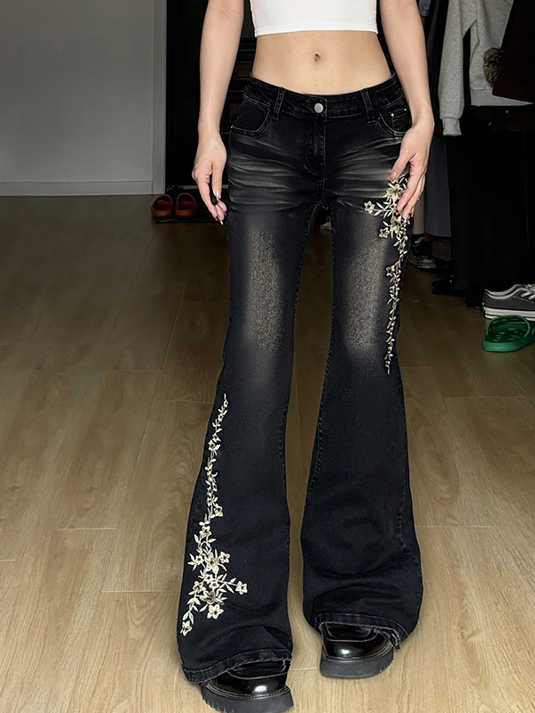 EMMIOL Jeans acampanados vintage desgastados