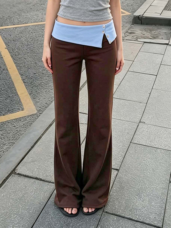 EMMIOL Pantalones rectos con bloques de color