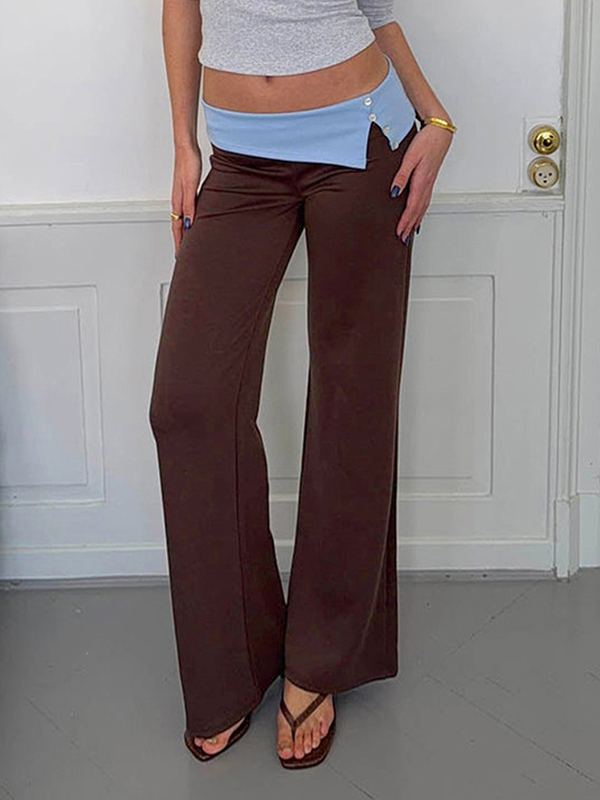 EMMIOL Pantalones rectos con bloques de color