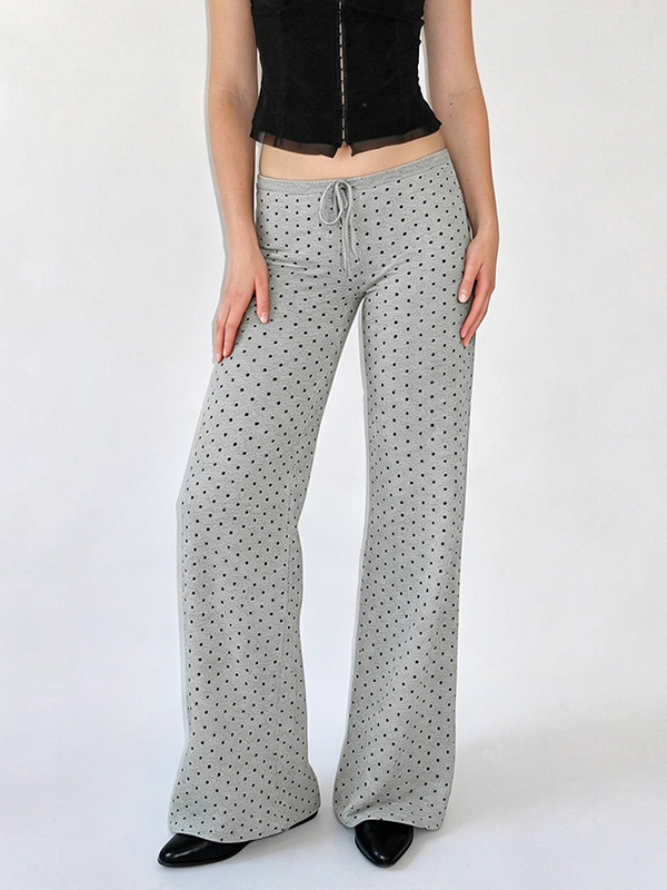 EMMIOL Pantalones rectos ajustados con encaje