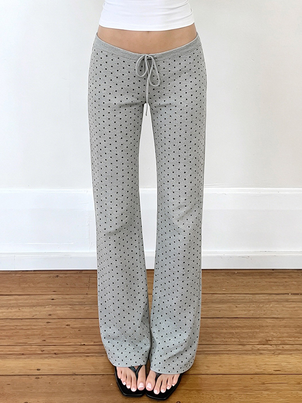 EMMIOL Pantalones rectos ajustados con encaje