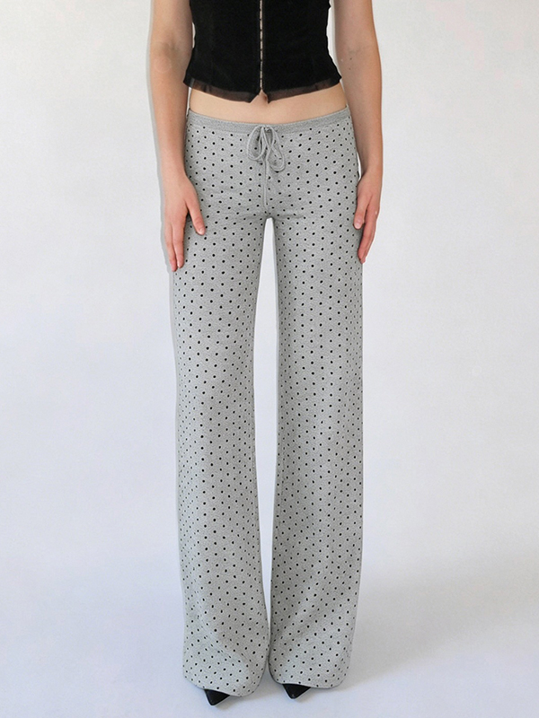 EMMIOL Pantalones rectos ajustados con encaje