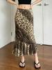 EMMIOL Gonna lunga aderente con patchwork a stampa leopardata