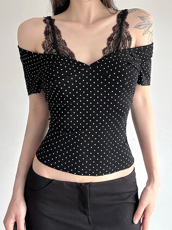 EMMIOL Lace Patchwork Short Sleeve