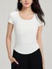 EMMIOL Oversized T-Shirt mit U-Ausschnitt, taillierter Passform und gepolsterter Brustpartie