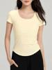 EMMIOL Oversized T-Shirt mit U-Ausschnitt, taillierter Passform und gepolsterter Brustpartie