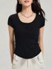 EMMIOL Oversized T-Shirt mit U-Ausschnitt, taillierter Passform und gepolsterter Brustpartie