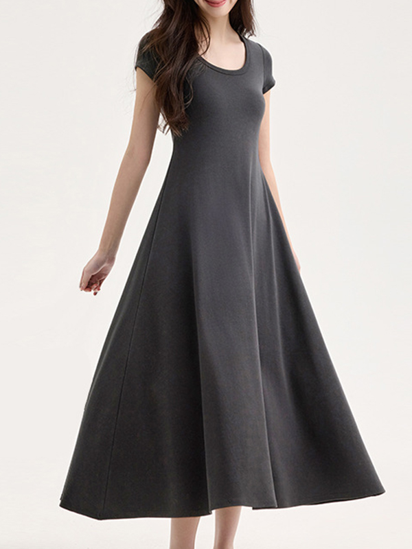 EMMIOL Maxikleid mit U-Ausschnitt und Bindebändern