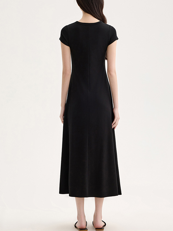 EMMIOL Maxikleid mit U-Ausschnitt und Bindebändern