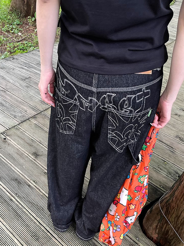 EMMIOL Pantalones vaqueros holgados bordados