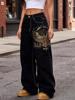 EMMIOL Pantalones vaqueros holgados con estampado de alas