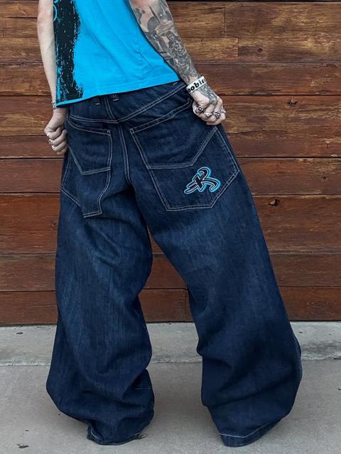 Embroidery Baggy Jeans