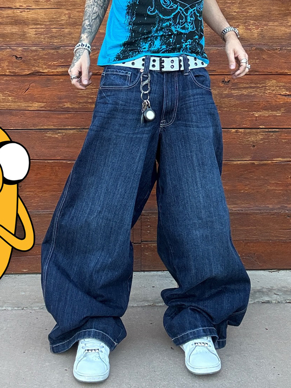 EMMIOL Pantalones vaqueros holgados bordados