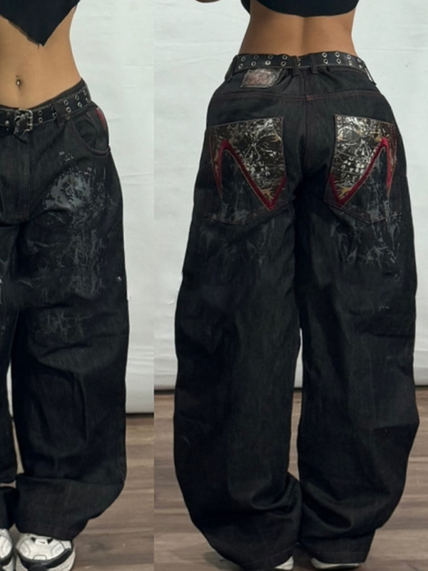 EMMIOL Pantalones vaqueros holgados estilo retro americano