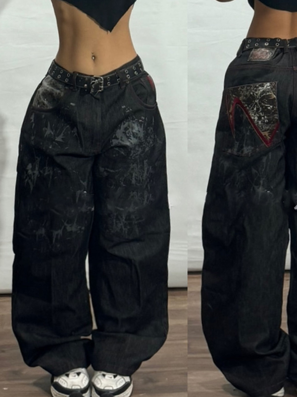 EMMIOL Pantalones vaqueros holgados estilo retro americano
