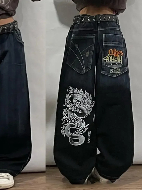 EMMIOL Vaqueros holgados estilo vintage lavados de principios de los 2000