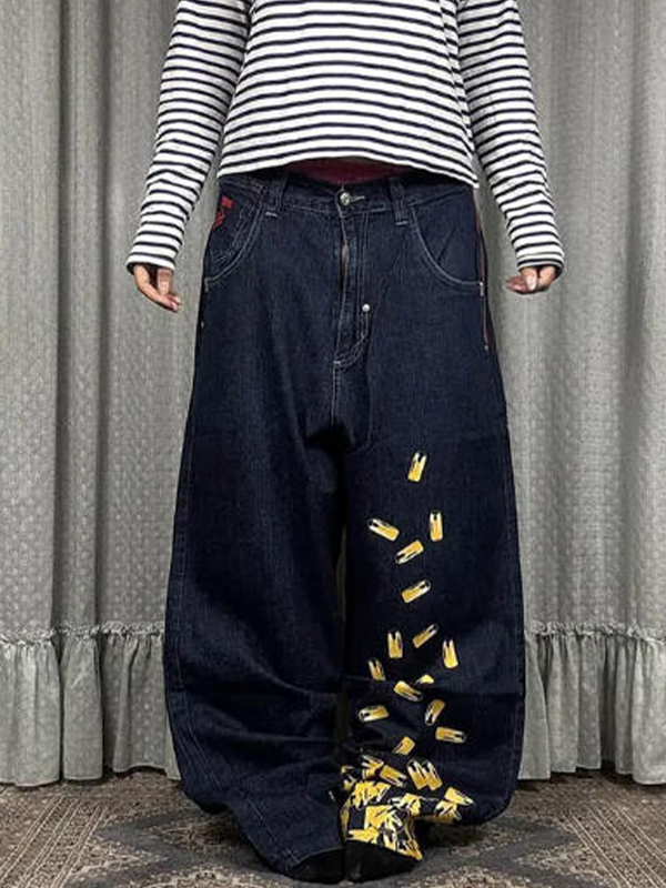EMMIOL Vaqueros holgados estampados