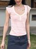EMMIOL V-Neck Stripes Short Sleeve