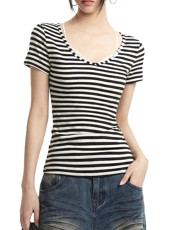 EMMIOL Retro Stripes Short Sleeve