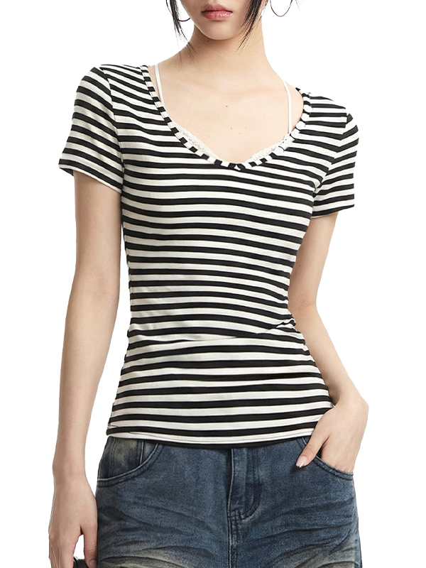 EMMIOL Retro Stripes Short Sleeve