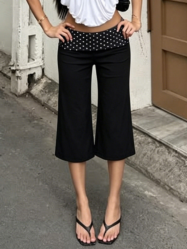 EMMIOL Pantalones cortos de tiro bajo con estampado de lunares